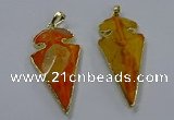 NGP3802 25*50mm - 28*55mm arrowhead agate gemstone pendants