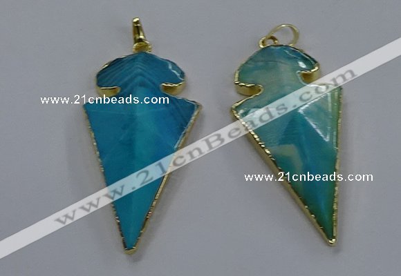 NGP3804 25*50mm - 28*55mm arrowhead agate gemstone pendants