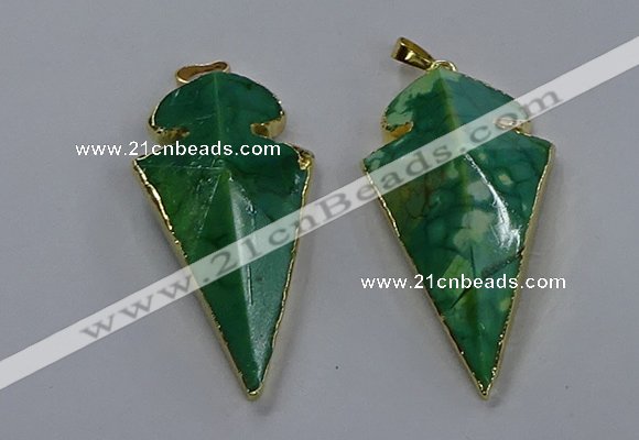 NGP3805 25*50mm - 28*55mm arrowhead agate gemstone pendants