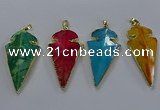 NGP3808 25*50mm - 28*55mm arrowhead agate gemstone pendants