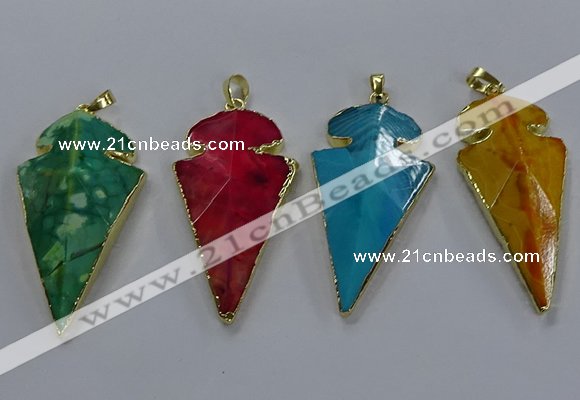 NGP3808 25*50mm - 28*55mm arrowhead agate gemstone pendants