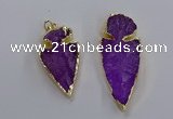 NGP3814 25*45mm - 30*60mm arrowhead dyed white crystal pendants