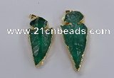 NGP3817 25*45mm - 30*60mm arrowhead dyed white crystal pendants