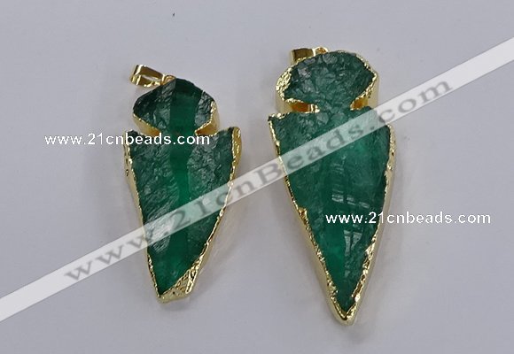 NGP3817 25*45mm - 30*60mm arrowhead dyed white crystal pendants