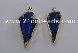 NGP3818 25*45mm - 30*60mm arrowhead dyed white crystal pendants
