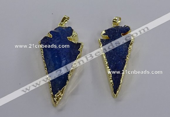 NGP3818 25*45mm - 30*60mm arrowhead dyed white crystal pendants