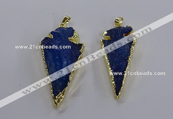 NGP3818 25*45mm - 30*60mm arrowhead dyed white crystal pendants
