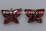 NGP3853 35*45mm carved butterfly agate gemstone pendants