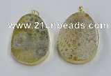 NGP3918 40*55mm freeform fossil coral pendants wholesale