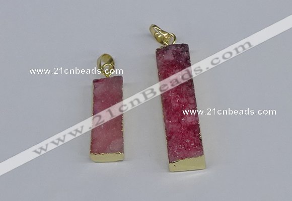 NGP3945 10*25mm - 12*45mm rectangle druzy agate pendants wholesale