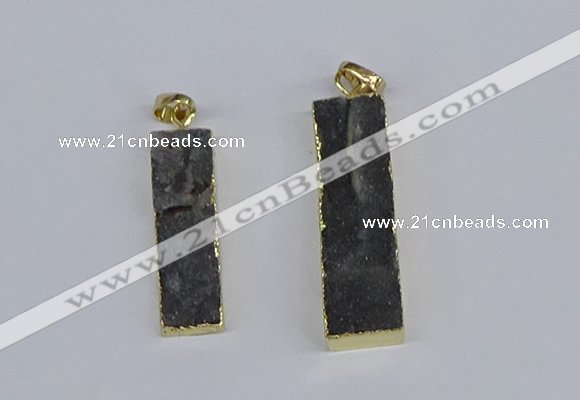 NGP3949 10*25mm - 12*45mm rectangle druzy agate pendants wholesale