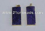 NGP3954 20*50mm - 25*45mm rectangle druzy agate gemstone pendants