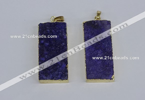 NGP3954 20*50mm - 25*45mm rectangle druzy agate gemstone pendants