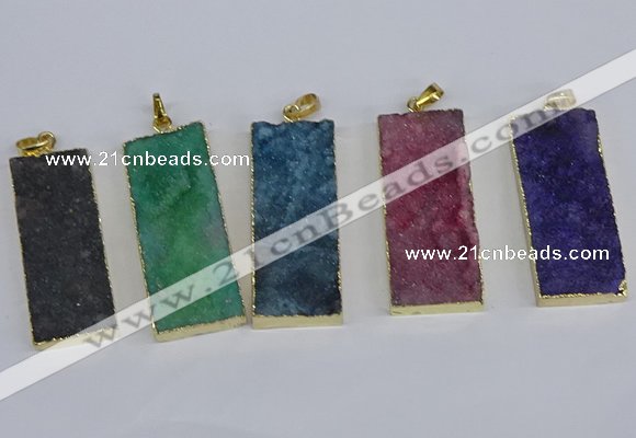 NGP3960 20*50mm - 25*45mm rectangle druzy agate gemstone pendants