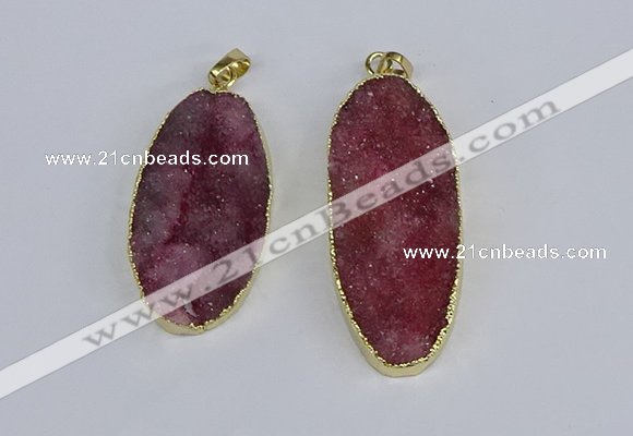 NGP3965 22*45mm - 25*50mm oval druzy agate pendants wholesale