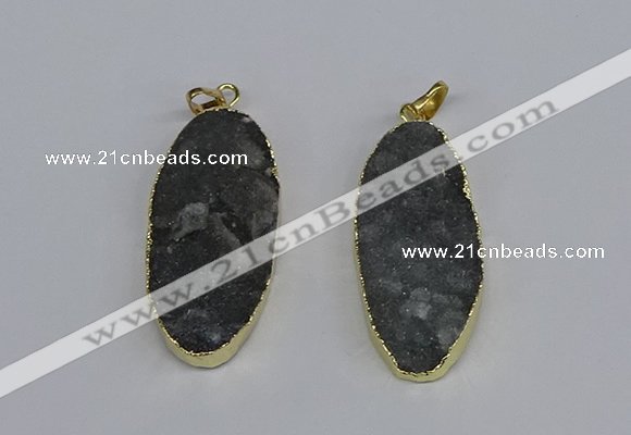 NGP3969 22*45mm - 25*50mm oval druzy agate pendants wholesale