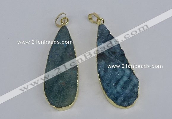 NGP3976 20*40mm - 25*50mm flat teardrop druzy agate pendants