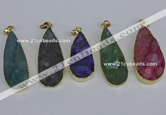 NGP3980 20*40mm - 25*50mm flat teardrop druzy agate pendants