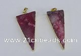 NGP3985 20*48mm - 25*50mm triangle druzy agate pendants wholesale