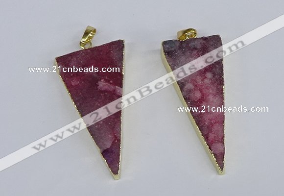 NGP3985 20*48mm - 25*50mm triangle druzy agate pendants wholesale