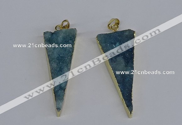 NGP3986 20*48mm - 25*50mm triangle druzy agate pendants wholesale