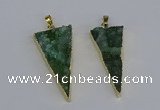 NGP3987 20*48mm - 25*50mm triangle druzy agate pendants wholesale