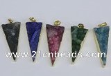 NGP3990 20*48mm - 25*50mm triangle druzy agate pendants wholesale