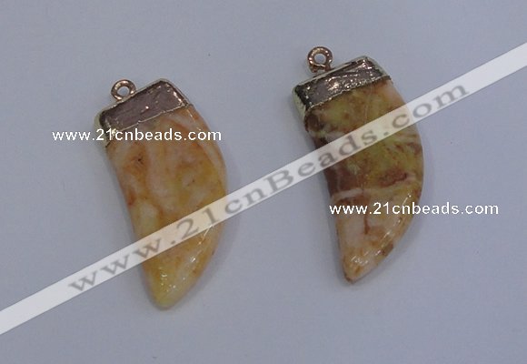 NGP4001 15*30mm - 16*35mm horn druzy quartz gemstone pendants