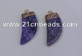 NGP4002 15*30mm - 16*35mm horn druzy quartz gemstone pendants