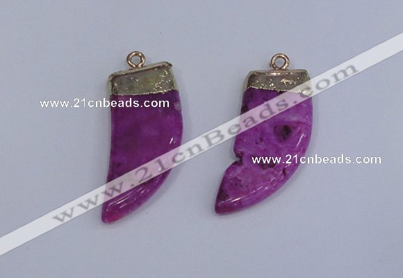 NGP4003 15*30mm - 16*35mm horn druzy quartz gemstone pendants