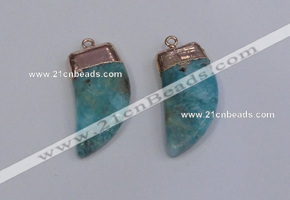 NGP4004 15*30mm - 16*35mm horn druzy quartz gemstone pendants