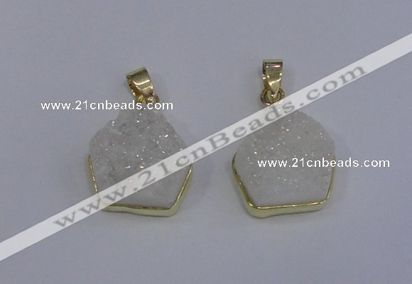 NGP4008 15*16mm freeform druzy quartz gemstone pendants