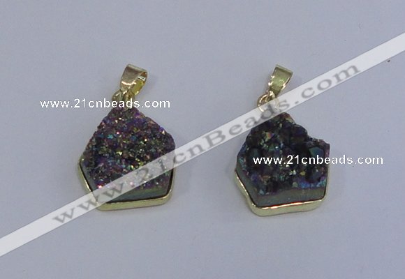 NGP4009 15*16mm freeform druzy quartz gemstone pendants