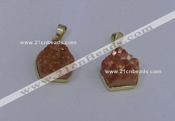 NGP4010 15*16mm freeform druzy quartz gemstone pendants