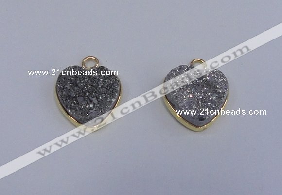 NGP4015 15*15mm heart druzy quartz gemstone pendants