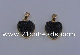 NGP4016 15*15mm heart druzy quartz gemstone pendants