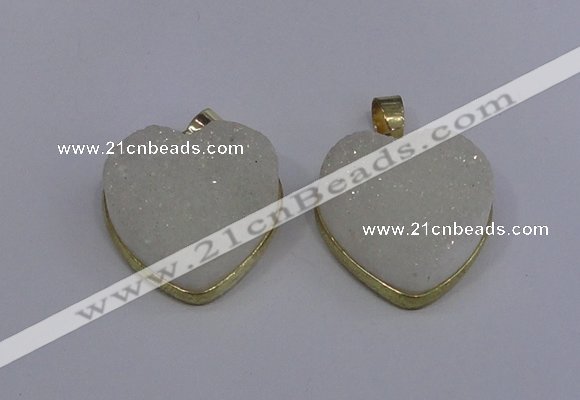 NGP4021 20*20mm heart druzy quartz gemstone pendants