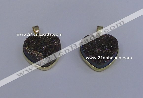 NGP4023 20*20mm heart druzy quartz gemstone pendants