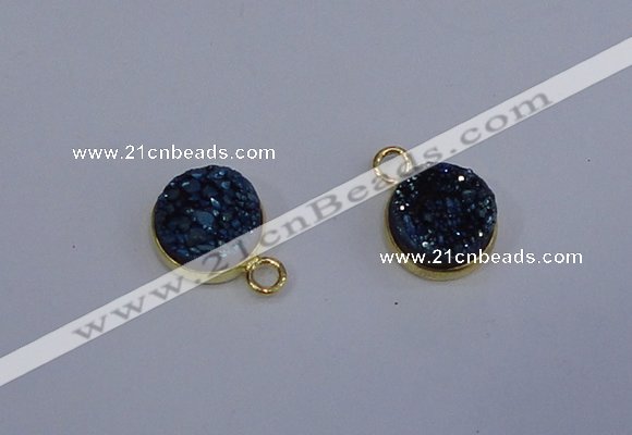 NGP4035 10mm coin druzy quartz gemstone pendants wholesale