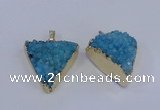 NGP4050 25*30mm – 30*35mm triangle druzy quartz pendants