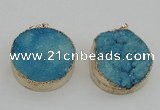 NGP4062 28mm – 30mm flat round druzy quartz pendants wholesale