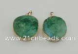 NGP4063 28mm – 30mm flat round druzy quartz pendants wholesale