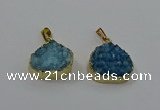 NGP4085 18*22mm - 20*24mm flat teardrop druzy quartz pendants