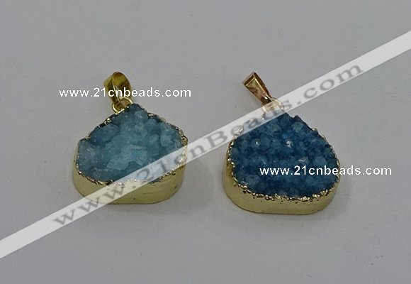 NGP4085 18*22mm - 20*24mm flat teardrop druzy quartz pendants