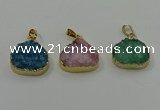 NGP4088 18*22mm - 20*24mm flat teardrop druzy quartz pendants