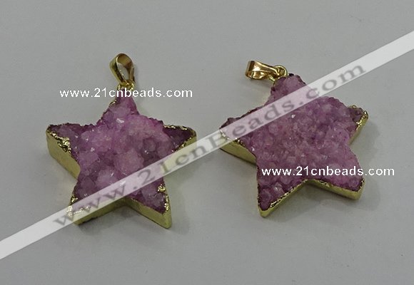 NGP4093 30*32mm - 32*35mm star druzy quartz pendants wholesale