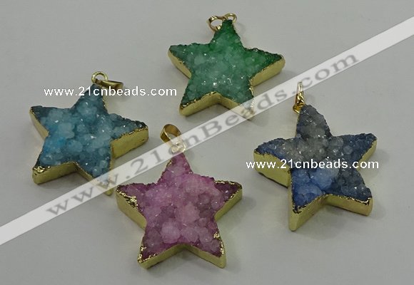 NGP4098 30*32mm - 32*35mm star druzy quartz pendants wholesale