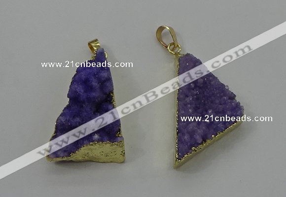 NGP4102 22*35mm - 24*40mm triangle druzy quartz pendants wholesale