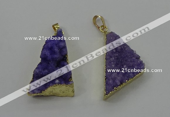 NGP4102 22*35mm - 24*40mm triangle druzy quartz pendants wholesale