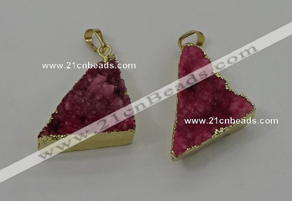 NGP4103 22*35mm - 24*40mm triangle druzy quartz pendants wholesale